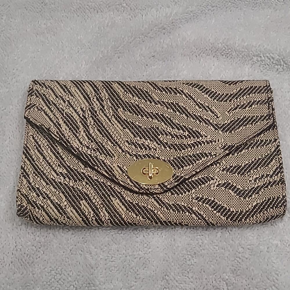 H&M Zebra Pattern Woven Straw Texture Clutch - image 6